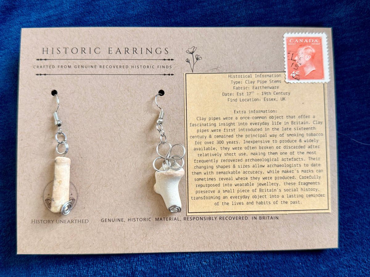Mudlarked Clay Pipe Earrings