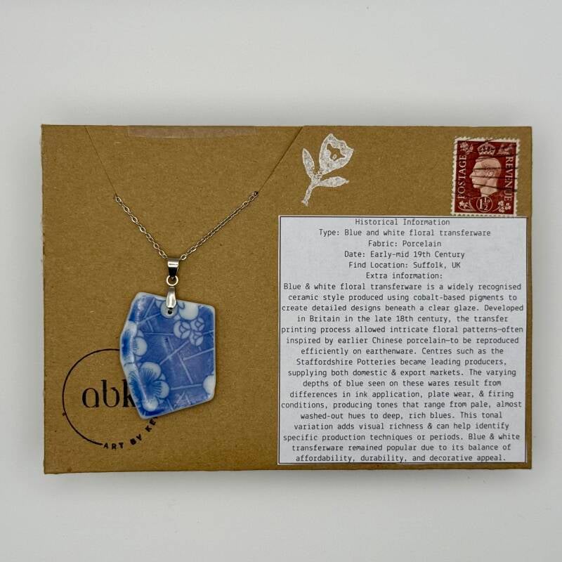 Bright Blues Mudlarked Sherd Pendant
