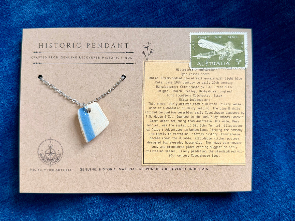 Mudlarked Cornishware Sherd Pendant