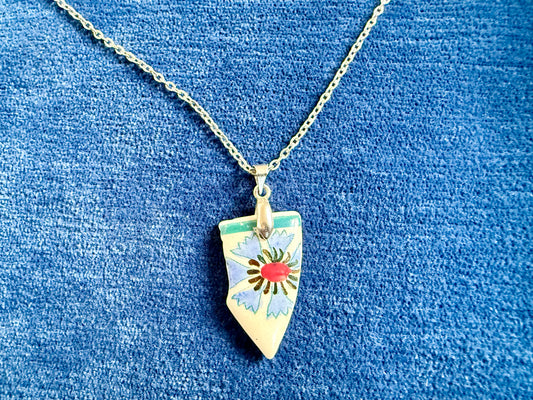 Mudlarked Handpainted Cornflower Pendant