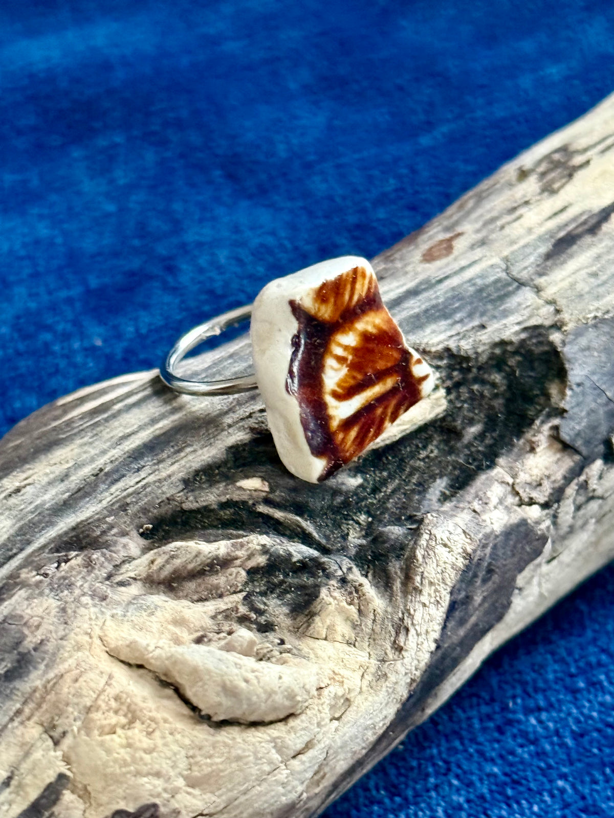Autumn Leaves Mudlarked Sherd Ring