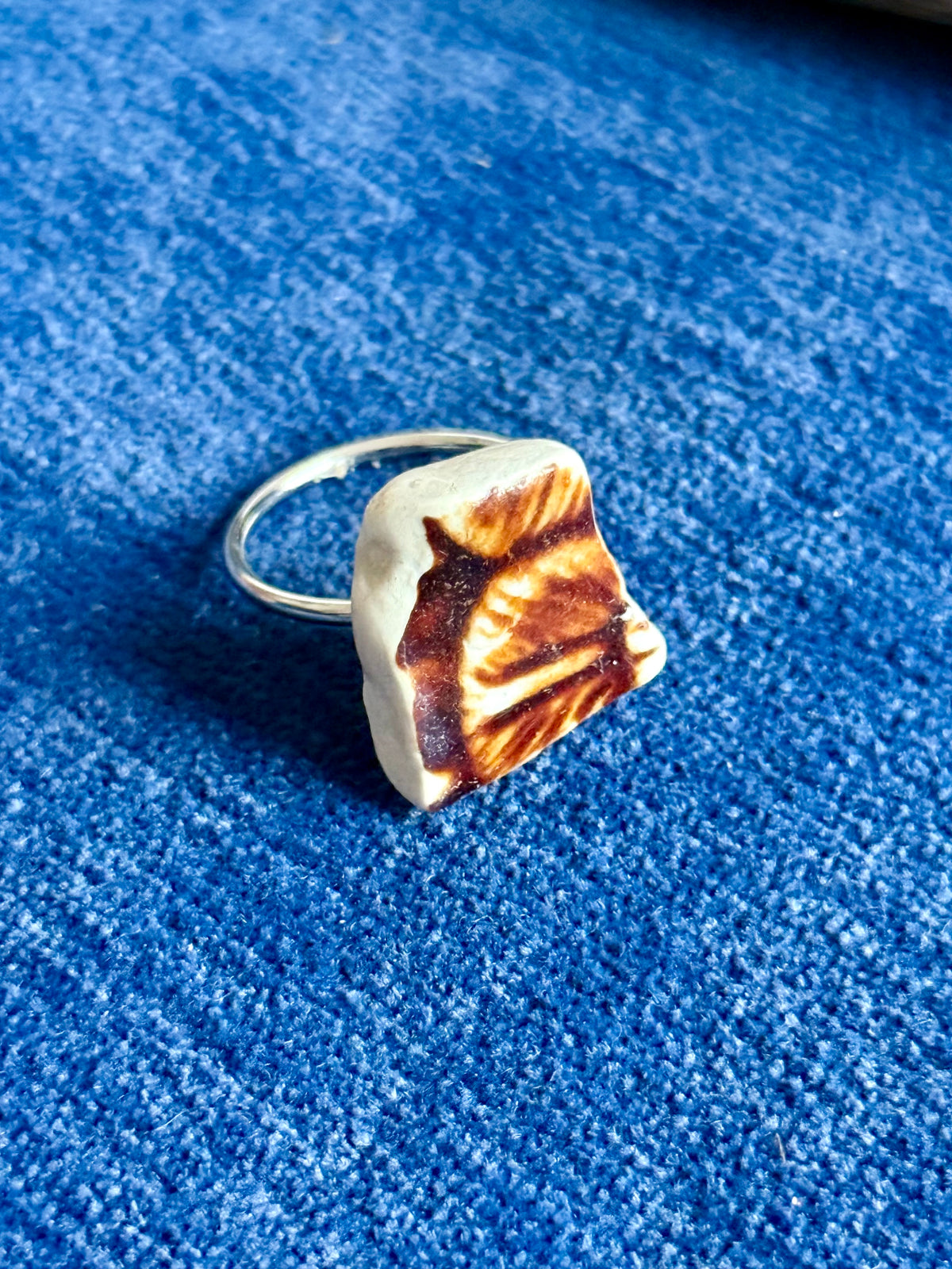 Autumn Leaves Mudlarked Sherd Ring