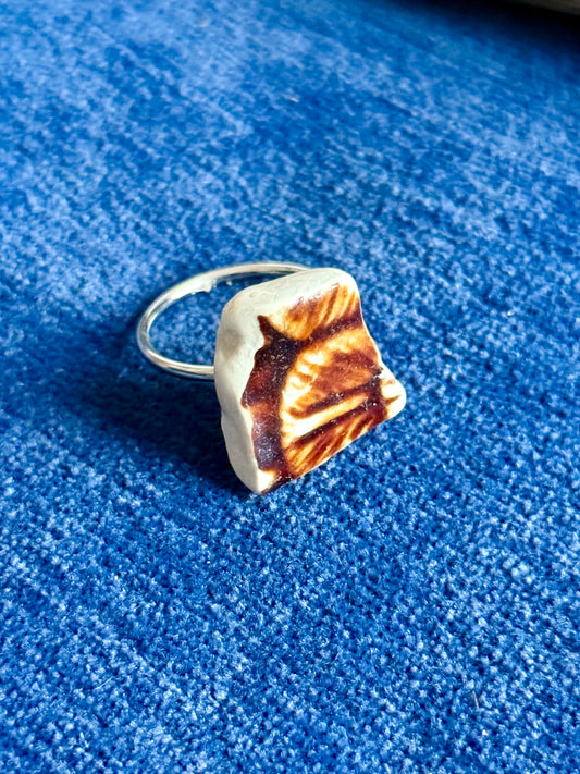 Autumn Leaves Mudlarked Sherd Ring