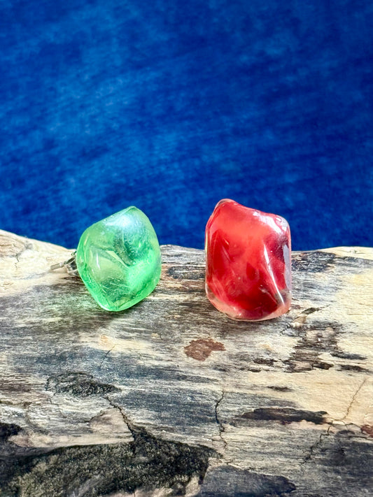 Mudlarked Art Glass Stud Earrings