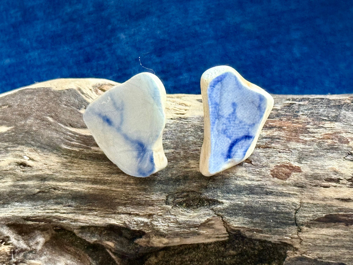 Blue Pastels Mudlarked Sherd Earrings