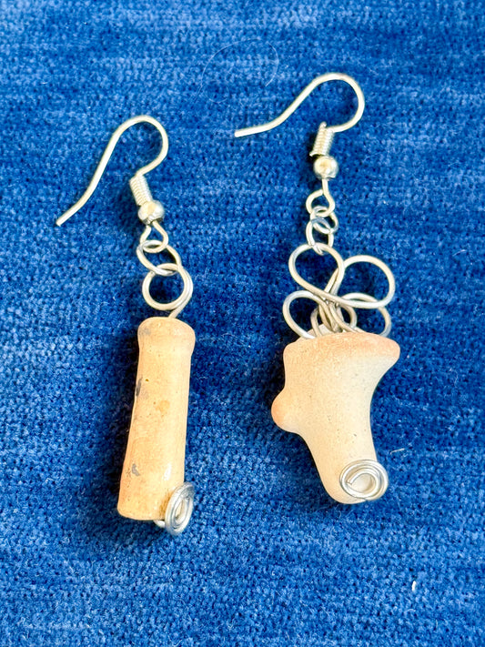 Mudlarked Clay Pipe Earrings