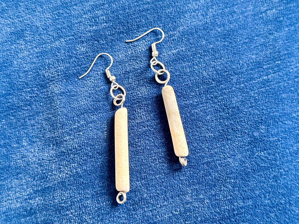 Long Mudlarked Clay Pipe Stem Earrings