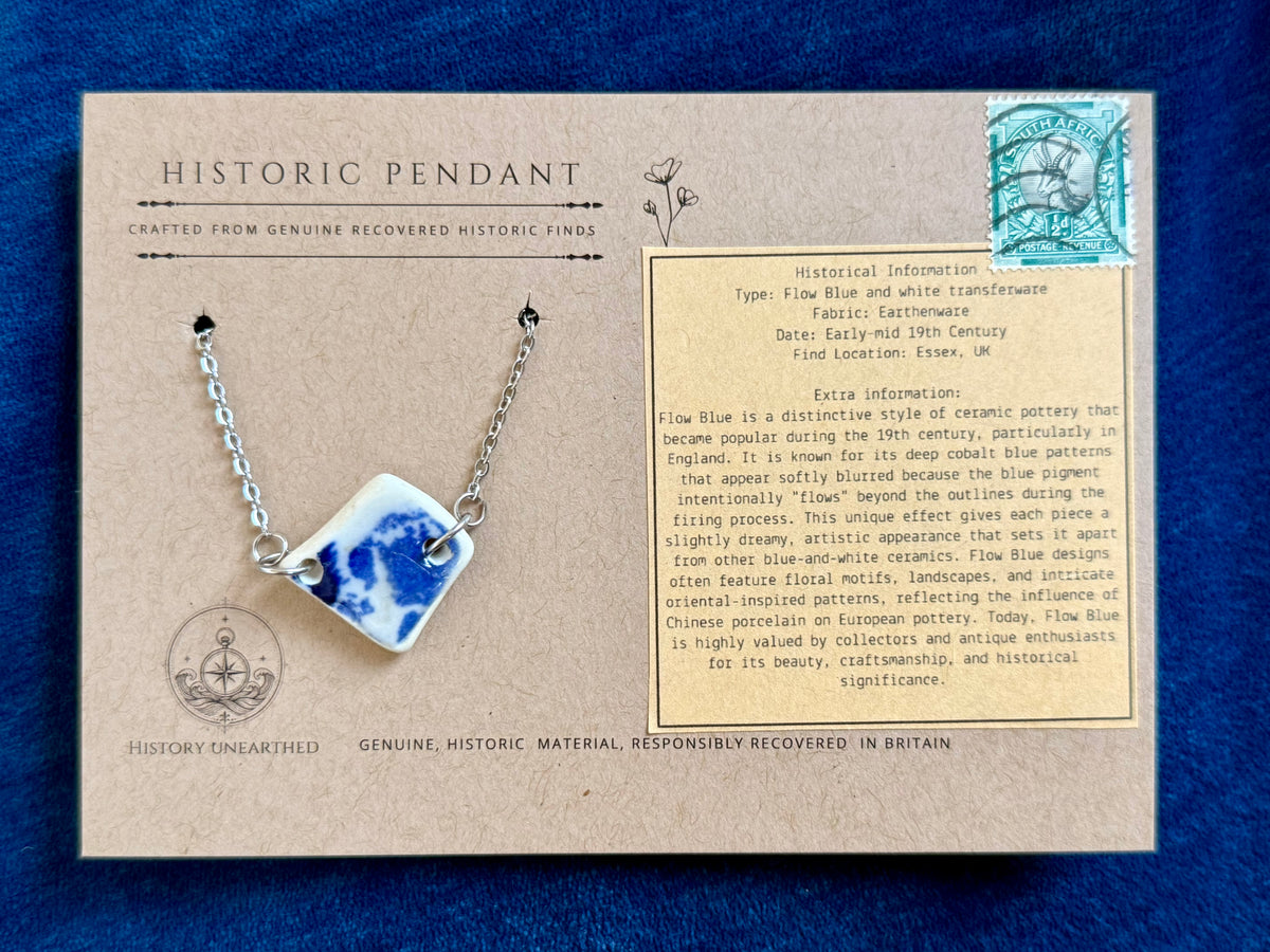 Mudlarked Flow Blue Short chain Pendant