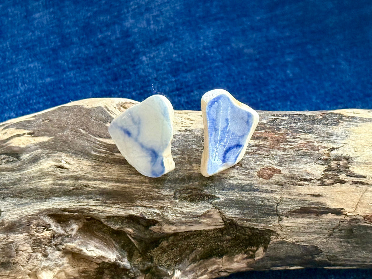 Blue Pastels Mudlarked Sherd Earrings