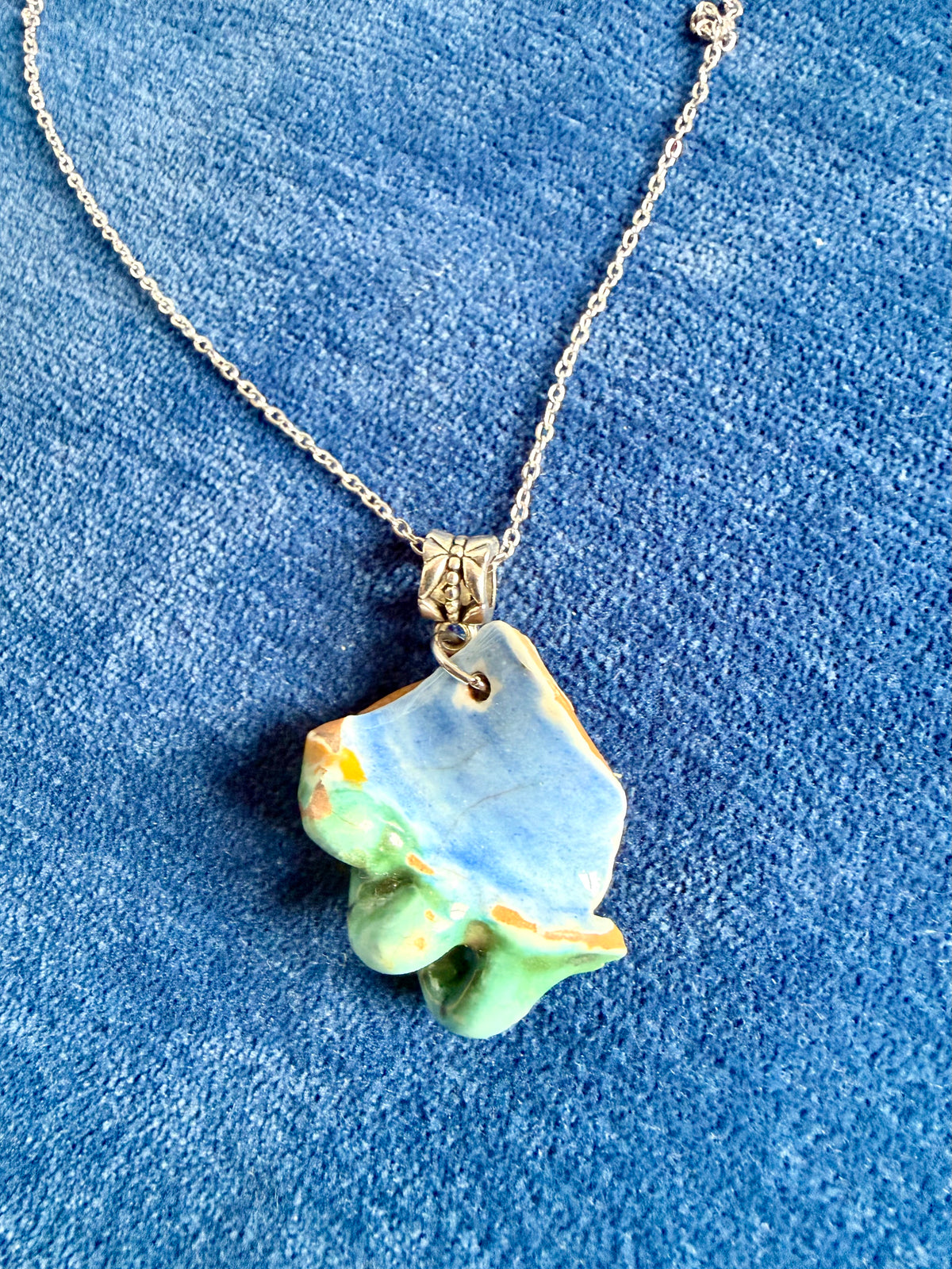 Mudlarked Majolica Sherd Pendant