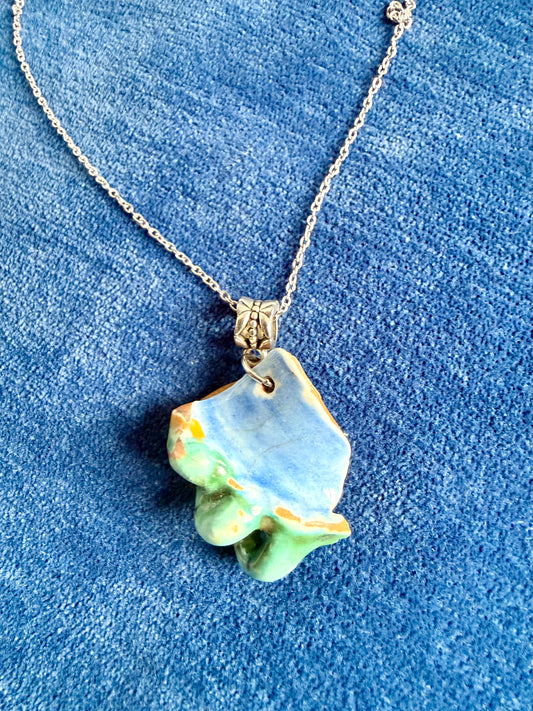 Mudlarked Majolica Sherd Pendant