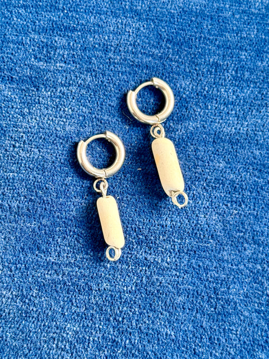 Mudlarked small Clay Pipe cuff earrings