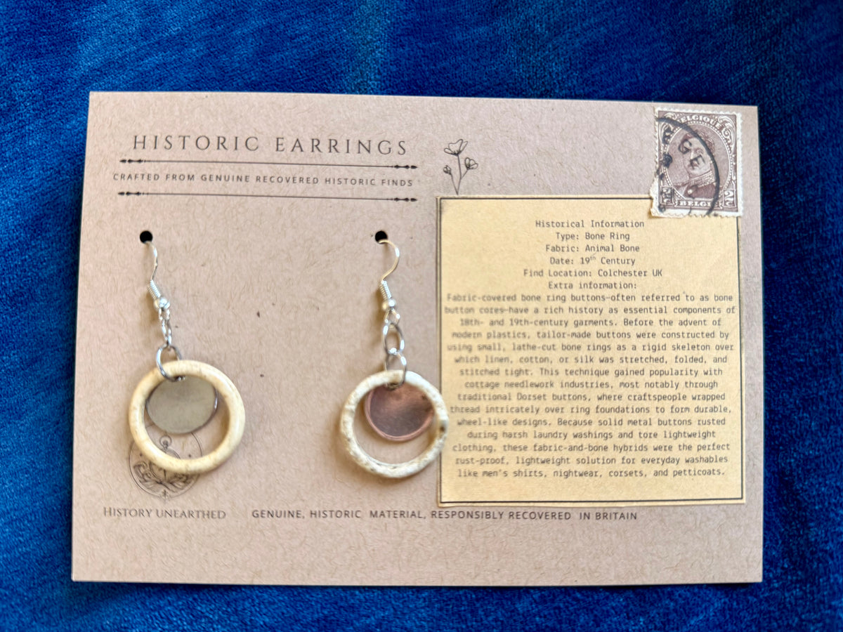 Mudlarked Bone Ring Earrings
