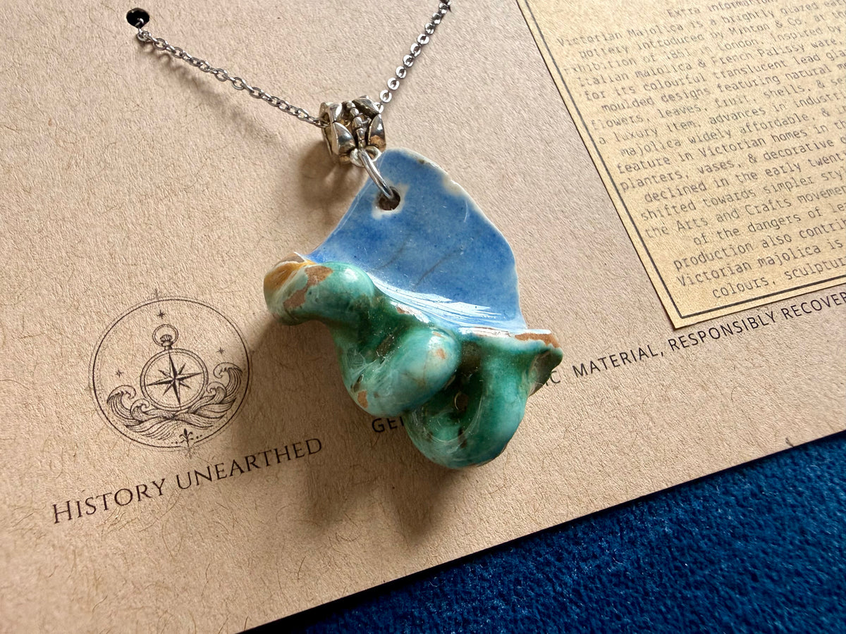 Mudlarked Majolica Sherd Pendant