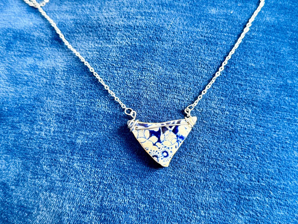 Mudlarked beautiful flow blue Sherd pendant