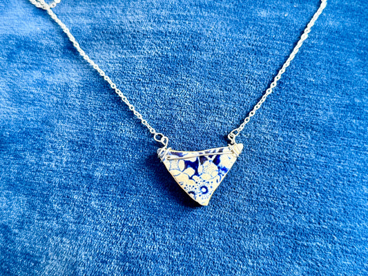 Mudlarked beautiful flow blue Sherd pendant