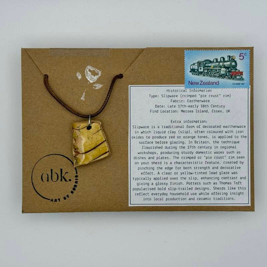 Pie Crust Slipware Mudlarked Sherd Pendant