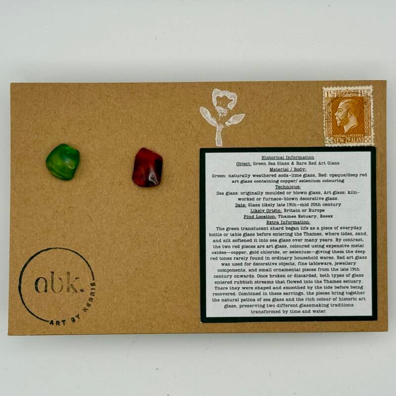 Mudlarked Art Glass Stud Earrings
